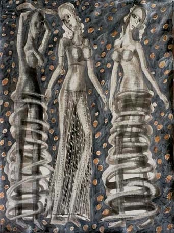 Medium: 'Work on Paper, Acrylic & Counte', Size:'31 x 23 cm'