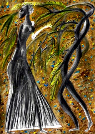 Medium: 'Chinese Ink, Acrylic on Paper, Counte, Gold & Silver Foil', Size:'46 x 31 cm'