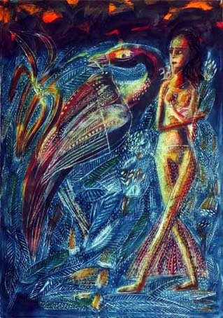 Medium: 'Chinese Ink & Gouache on Paper', Size:'76 x 56 cm'