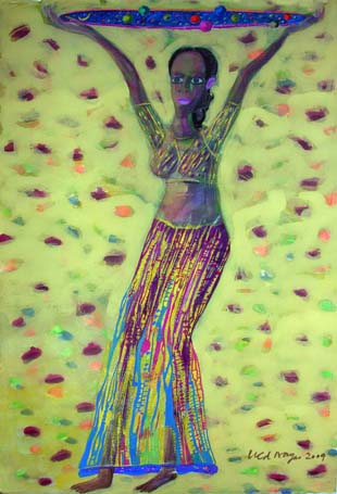 Medium: 'Acrylic & Gouache on Paper', Size:'102 x 71 cm'