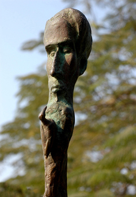 Title: 'Self Portrait with Bird', Medium: 'Bronze & Plastic Stand', Size: '60 x 15 x 15 cm', Year: '1990'