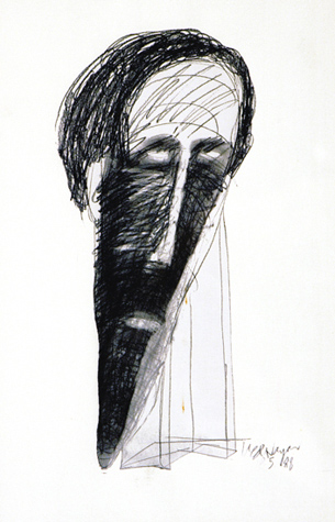 Medium: 'Conté on Paper', Size:'58 x 45 cm'