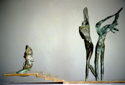 Medium: 'Bronze', Size: '60 x 30 x 10 cm', 'Awarded National Awarded by Lalit Kala Akademi in 1980' & 'Exhibited in Small Sculpture's Bi-ennale in Budapest in 1981'