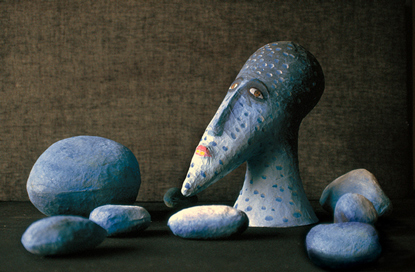 Medium: 'Papier Mache, Gouche paints', Size: '100 x 90 x 50 cm'