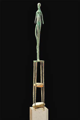 Title: 'Amidst The Planets - 1', Medium: 'Sculpture, Bronze, Acrylic & Stones', Size: '231 x 30 x 30 cm', Year: '1998'