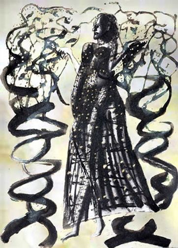 Title: 'Celestial Dress - 34', Medium: 'Gouache on Paper', Size: '45 x 30 cm', Year: '2003'