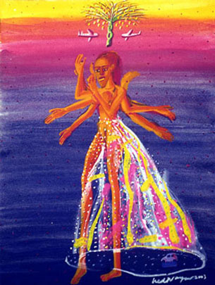 Title: 'Celestial Dress - 1', Medium: 'Gouache on Paper', Size: '45 x 30 cm', Year: '2003'