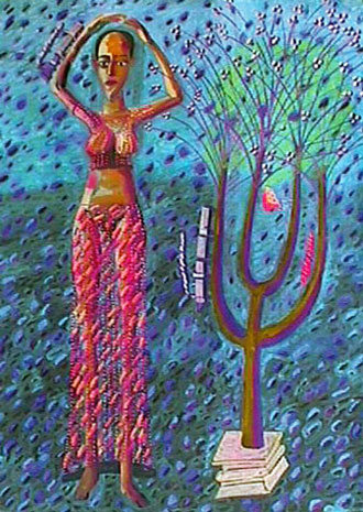 Medium: 'Acrylic on Canvas', Size:'90 x 60 cm'