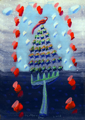 Title: 'Amidst The Planets - 1', Medium: 'Gouache on Paper', Size: '31 x 23 cm', Year: '2001'