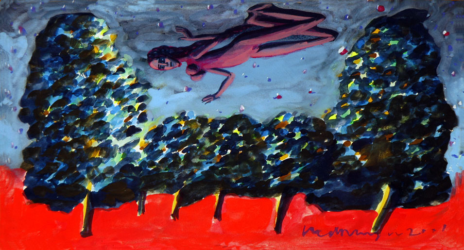 Title: 'Amidst The Planets - 2', Medium: 'Gouache on Paper', Size: '23 x 31 cm', Year: '2001'
