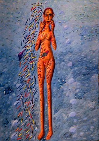 Medium: 'Gouache on Paper', Size:'100 x 55 cm'